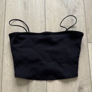 Alo Goddess Ribbed Bandeau Top- Black